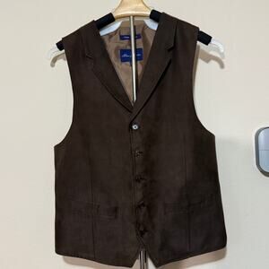 Alan Flusser sz large vest dark brown microsuede. Unisex. Luxurious Layered look